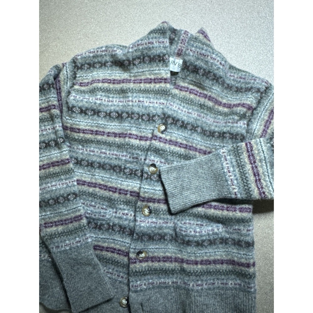 Orvis VTG Cardigan 100% Wool Nordic Womens size L Sweater